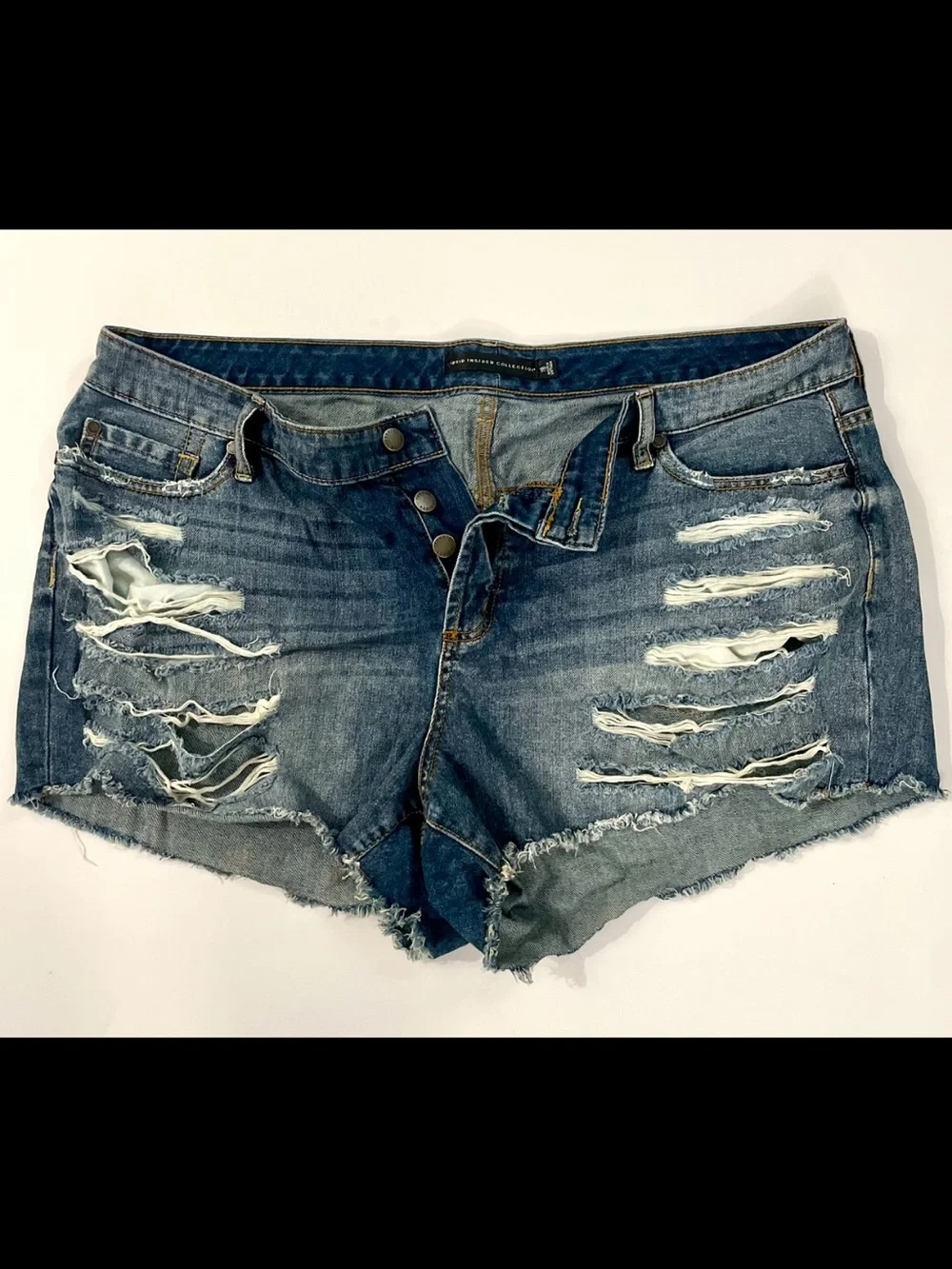 Torrid Insider Collection High Rise Heavy Distressed Denim Cutoff Shorts 18